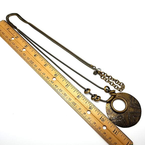 Vintage Signed Modernist Pendant Necklace, Mixed Metals, 1980s - Picture 9 of 10